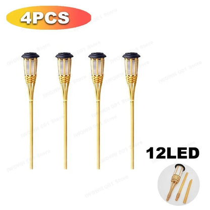 Bamboo Solar Flame Lights Torch Lights Bamboo Simulated Solar Flame Lawn Garden Lights Luces Led Solares Para Jardin Exterior - Smoothy Home