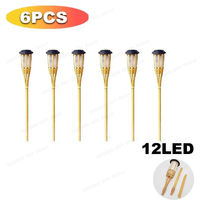 Bamboo Solar Flame Lights Torch Lights Bamboo Simulated Solar Flame Lawn Garden Lights Luces Led Solares Para Jardin Exterior - Smoothy Home