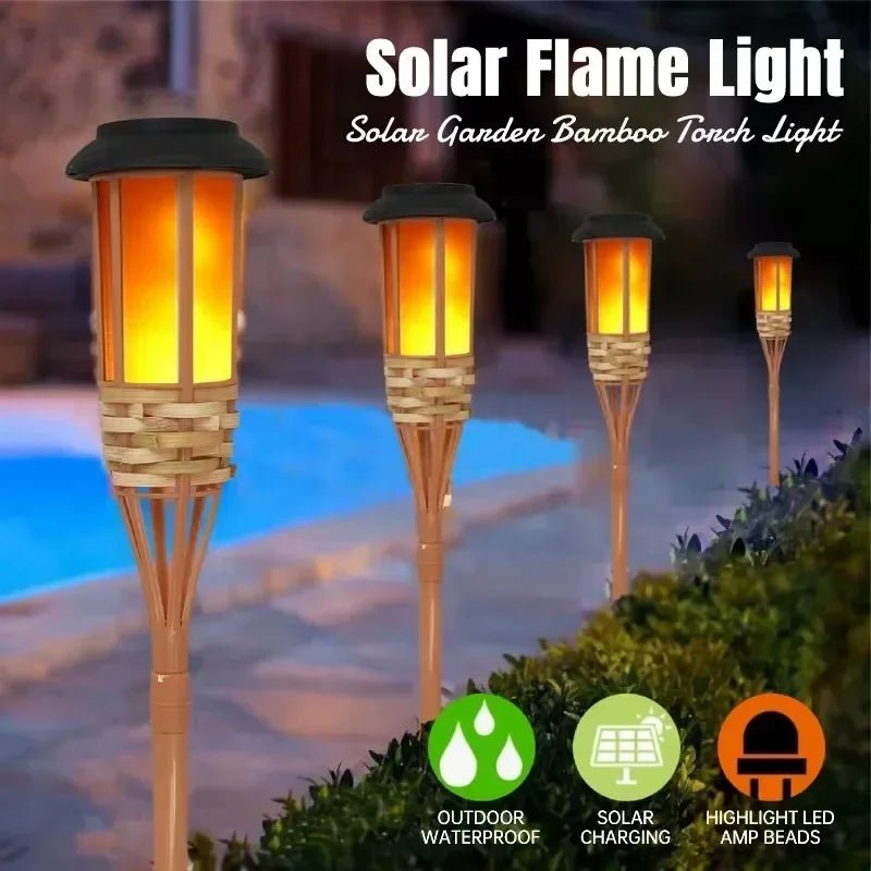Bamboo Solar Flame Lights Torch Lights Bamboo Simulated Solar Flame Lawn Garden Lights Luces Led Solares Para Jardin Exterior - Smoothy Home