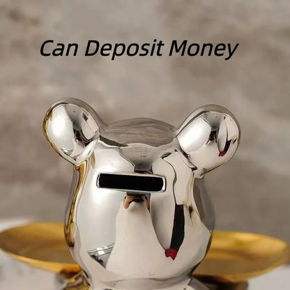 Bear Storage Tray Ceramic Cartoon Piggy Bank Keys Jewelry Desktop Organizer Holder Luxury Living Room Home Decoration - Smoothy Home