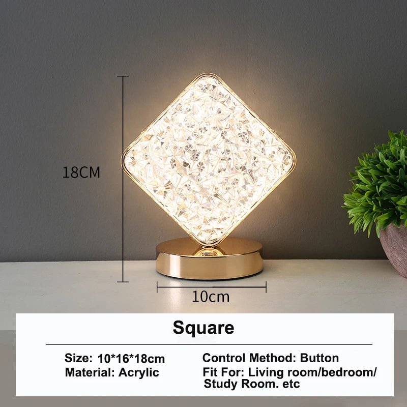 Bedroom Crystal Touch Dimming Night Light Girls Room Home Decor Aesthetics USB Bedside LED Ambient Table 3D Moon Lamp - Smoothy Home