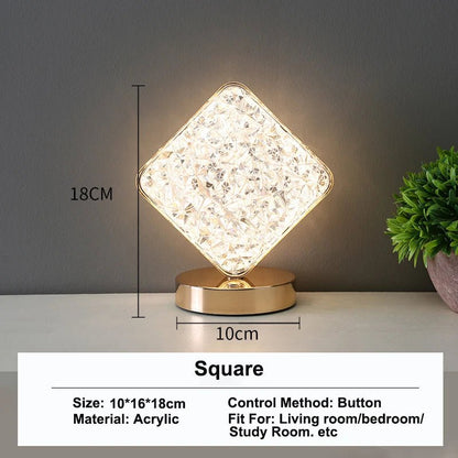Bedroom Crystal Touch Dimming Night Light Girls Room Home Decor Aesthetics USB Bedside LED Ambient Table 3D Moon Lamp - Smoothy Home