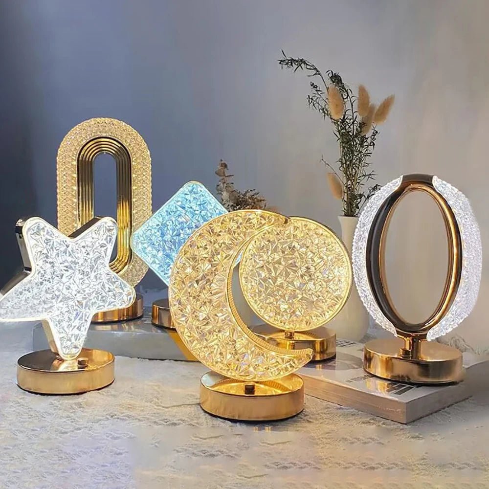 Bedroom Crystal Touch Dimming Night Light Girls Room Home Decor Aesthetics USB Bedside LED Ambient Table 3D Moon Lamp - Smoothy Home