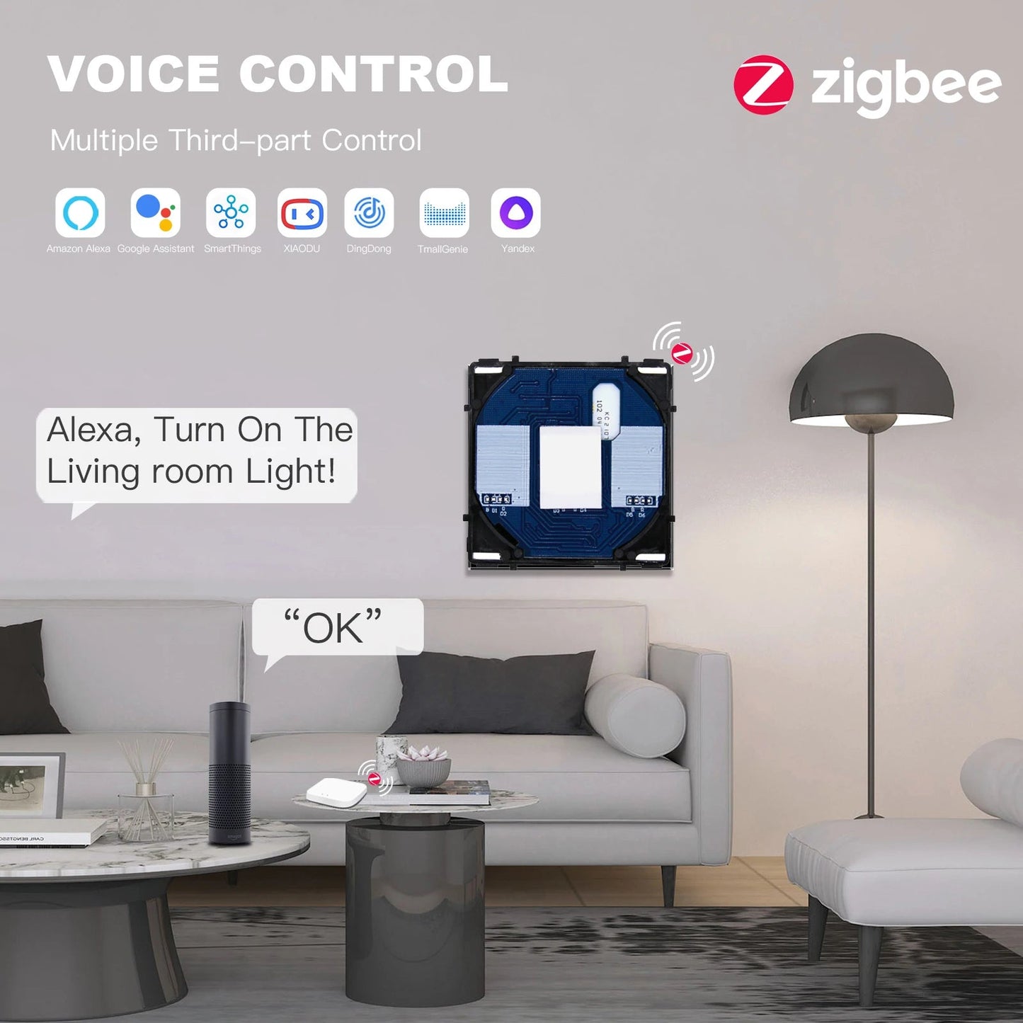 BSEED Tuya Smart Zigbee Touch Switch Wall Light Switch Function Key Support Google Home Alexa Voice Control Neutral Required - Smoothy Home