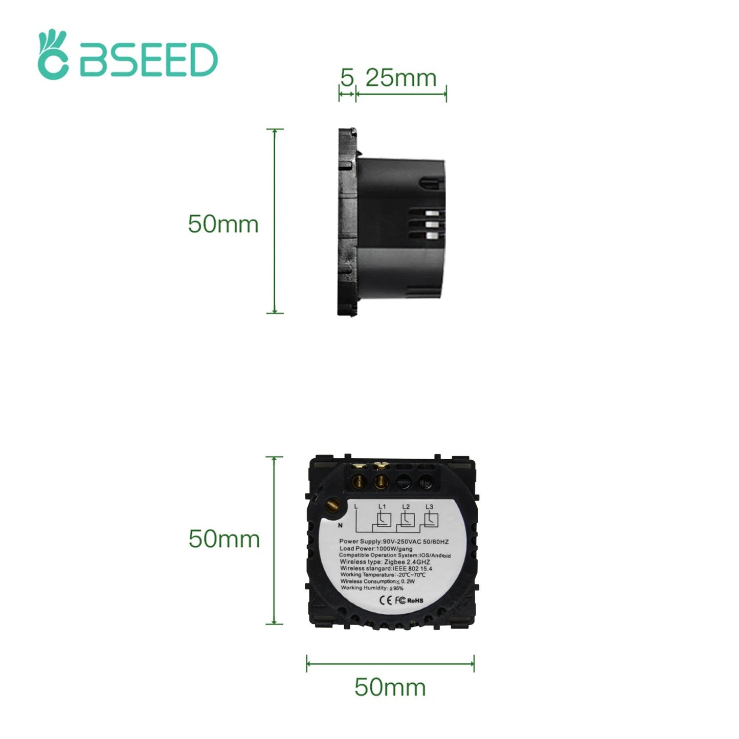 BSEED Tuya Smart Zigbee Touch Switch Wall Light Switch Function Key Support Google Home Alexa Voice Control Neutral Required - Smoothy Home