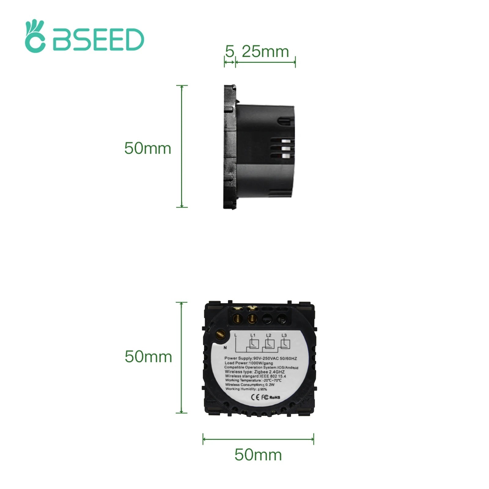 BSEED Tuya Smart Zigbee Touch Switch Wall Light Switch Function Key Support Google Home Alexa Voice Control Neutral Required - Smoothy Home