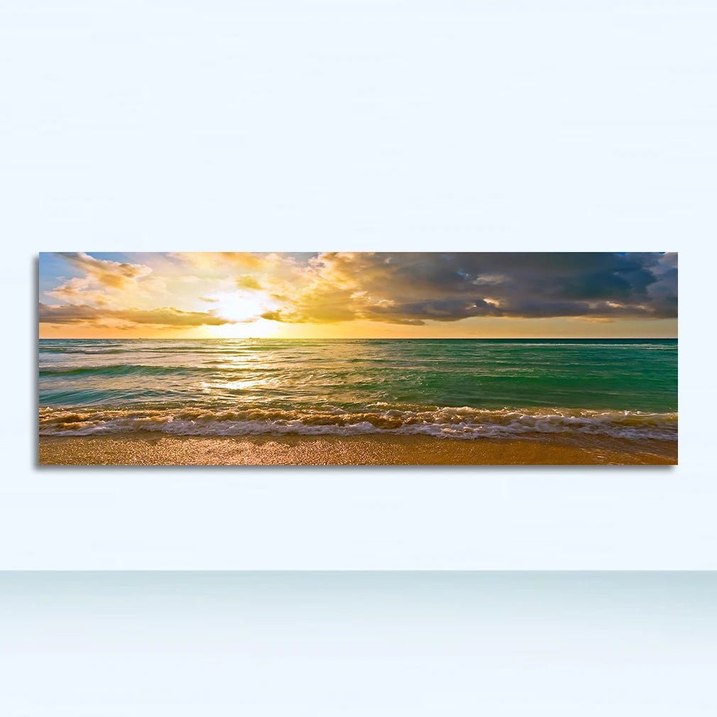 Canvas Painting Panorama Scandinavian Wall Art Picture for Living Room Sunsets Natural Sea Beach Landscape Posters and Prints - Smoothy Home