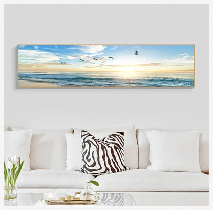 Canvas Painting Panorama Scandinavian Wall Art Picture for Living Room Sunsets Natural Sea Beach Landscape Posters and Prints - Smoothy Home