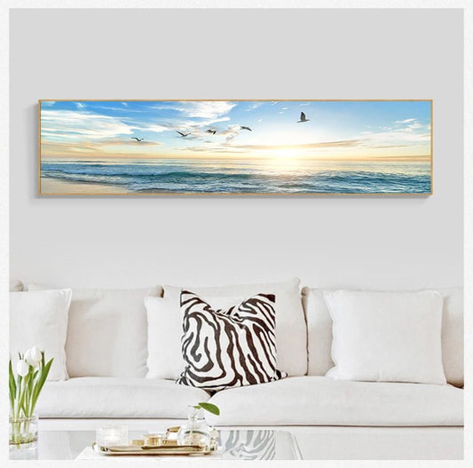 Canvas Painting Panorama Scandinavian Wall Art Picture for Living Room Sunsets Natural Sea Beach Landscape Posters and Prints - Smoothy Home