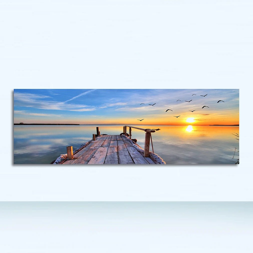 Canvas Painting Panorama Scandinavian Wall Art Picture for Living Room Sunsets Natural Sea Beach Landscape Posters and Prints - Smoothy Home