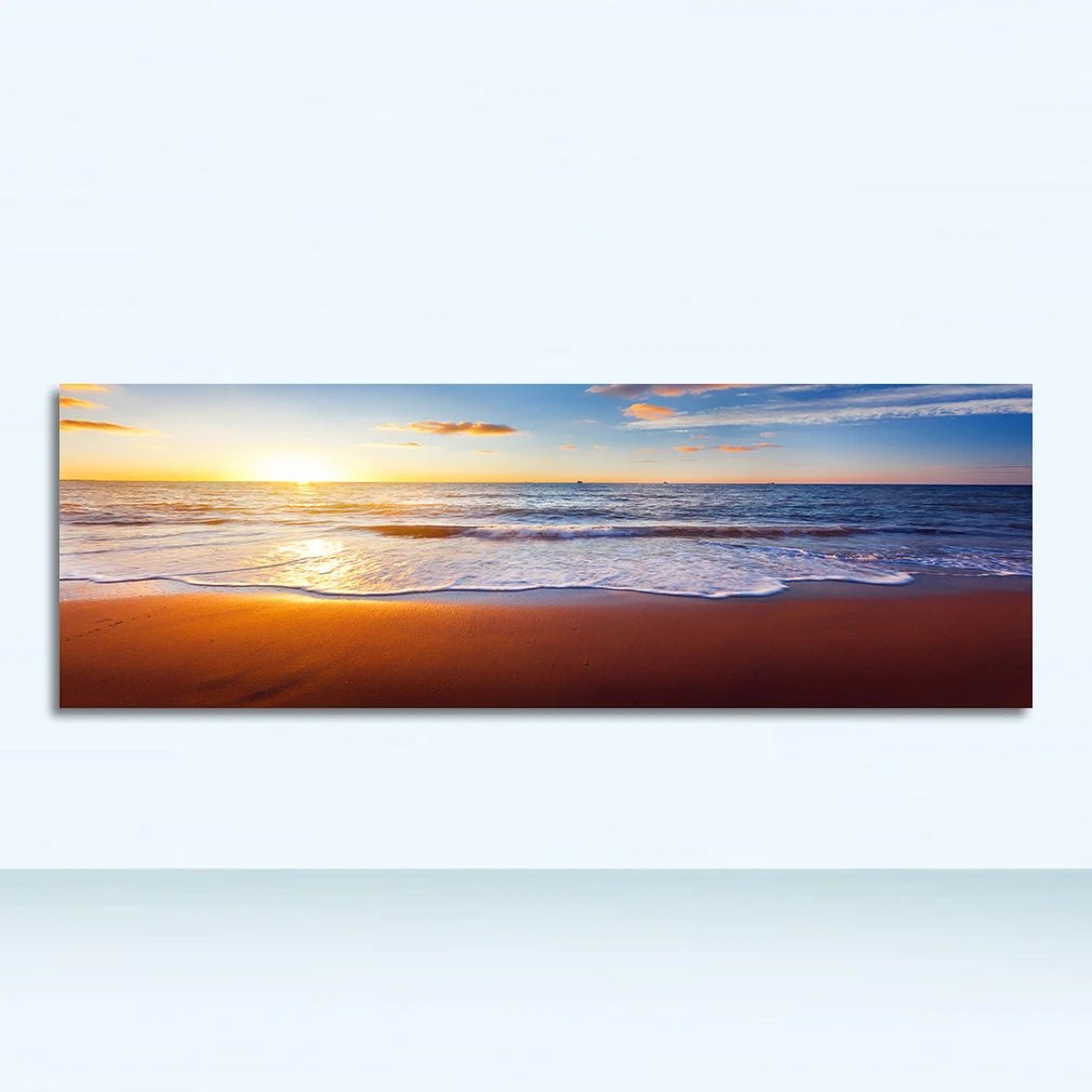 Canvas Painting Panorama Scandinavian Wall Art Picture for Living Room Sunsets Natural Sea Beach Landscape Posters and Prints - Smoothy Home