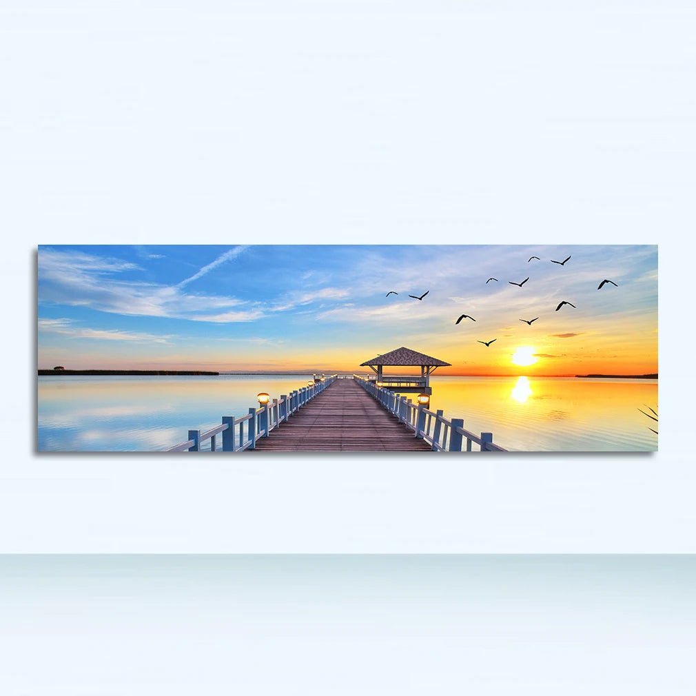 Canvas Painting Panorama Scandinavian Wall Art Picture for Living Room Sunsets Natural Sea Beach Landscape Posters and Prints - Smoothy Home