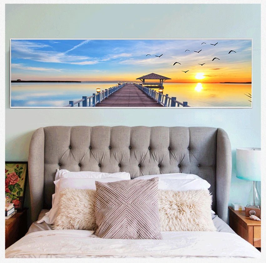 Canvas Painting Panorama Scandinavian Wall Art Picture for Living Room Sunsets Natural Sea Beach Landscape Posters and Prints - Smoothy Home