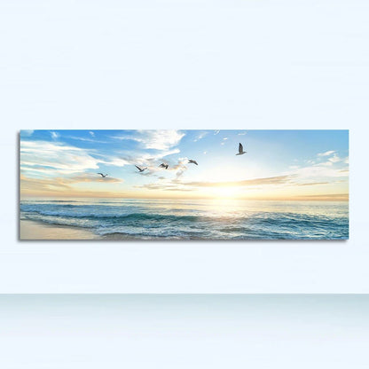 Canvas Painting Panorama Scandinavian Wall Art Picture for Living Room Sunsets Natural Sea Beach Landscape Posters and Prints - Smoothy Home
