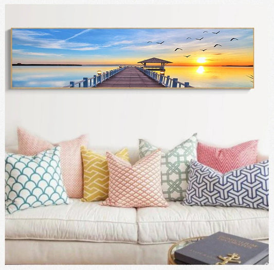 Canvas Painting Panorama Scandinavian Wall Art Picture for Living Room Sunsets Natural Sea Beach Landscape Posters and Prints - Smoothy Home