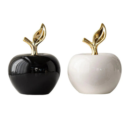 Ceramic Apple Statue Desktop Ornament Modern Christmas Gift Fruit Sculpture for Bedroom Living Room Shelf Desk Centerpiece - Smoothy Home