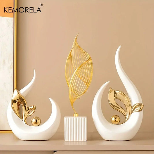 Ceramic Statue Nordic Creative Light Luxury Living Room Decoration Sculptures and Figurines Office Desk Accessories Room Decor - Smoothy Home