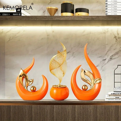 Ceramic Statue Nordic Creative Light Luxury Living Room Decoration Sculptures and Figurines Office Desk Accessories Room Decor - Smoothy Home