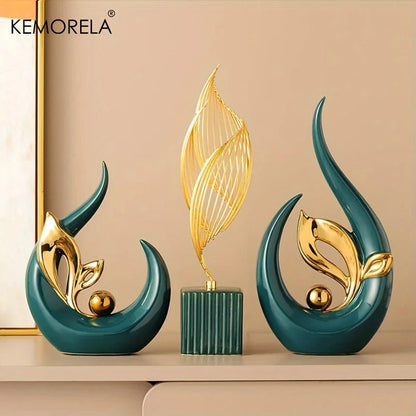 Ceramic Statue Nordic Creative Light Luxury Living Room Decoration Sculptures and Figurines Office Desk Accessories Room Decor - Smoothy Home
