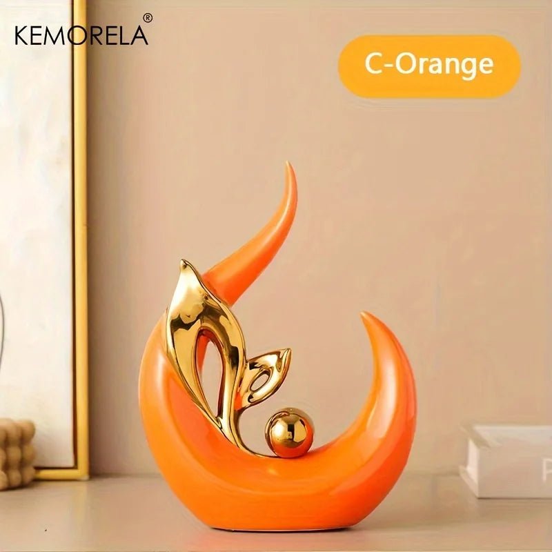 Ceramic Statue Nordic Creative Light Luxury Living Room Decoration Sculptures and Figurines Office Desk Accessories Room Decor - Smoothy Home