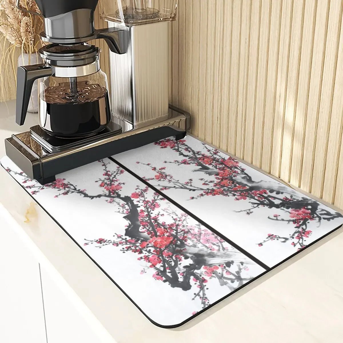 Chinese Style Absorbent Drying Mat For Kitchen Placemats For Table Sink Diatomaceous Earth Mat Plant Pattern Silicone Dish Mats - Smoothy Home