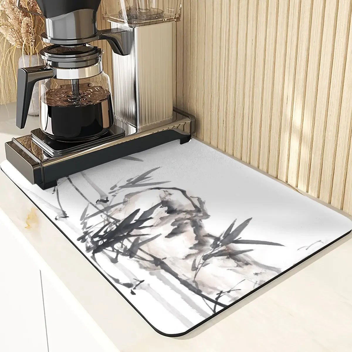 Chinese Style Absorbent Drying Mat For Kitchen Placemats For Table Sink Diatomaceous Earth Mat Plant Pattern Silicone Dish Mats - Smoothy Home