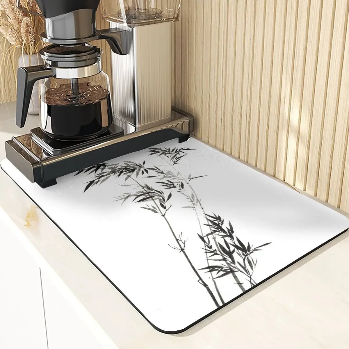 Chinese Style Absorbent Drying Mat For Kitchen Placemats For Table Sink Diatomaceous Earth Mat Plant Pattern Silicone Dish Mats - Smoothy Home