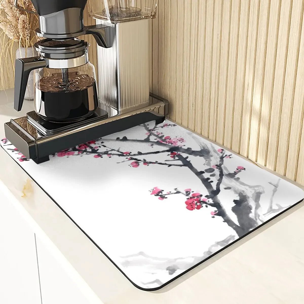 Chinese Style Absorbent Drying Mat For Kitchen Placemats For Table Sink Diatomaceous Earth Mat Plant Pattern Silicone Dish Mats - Smoothy Home