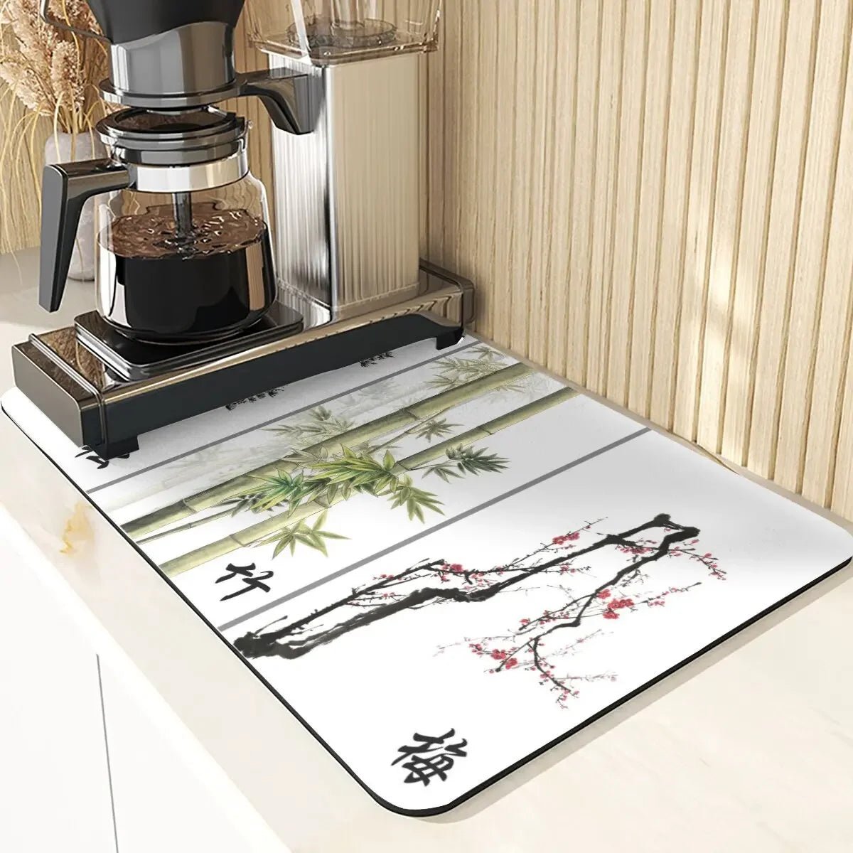 Chinese Style Absorbent Drying Mat For Kitchen Placemats For Table Sink Diatomaceous Earth Mat Plant Pattern Silicone Dish Mats - Smoothy Home