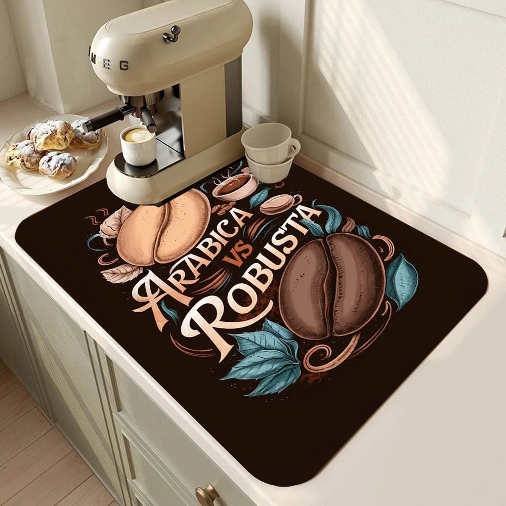 Coffee Bar Mat Rubber Dish Drying Mat For Kitchen Counter for Home Bar Kitchen Mat Coffee Bar Decorative Coffee Dish Drying Pad - Smoothy Home