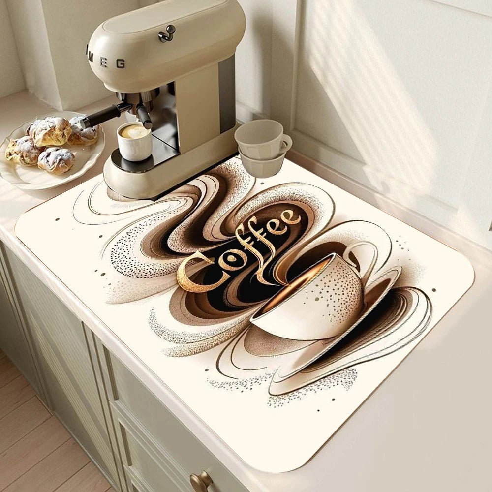 Coffee Bar Mat Rubber Dish Drying Mat For Kitchen Counter for Home Bar Kitchen Mat Coffee Bar Decorative Coffee Dish Drying Pad - Smoothy Home