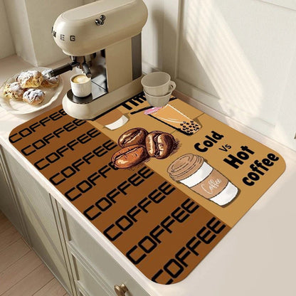 Coffee Bar Mat Rubber Dish Drying Mat For Kitchen Counter for Home Bar Kitchen Mat Coffee Bar Decorative Coffee Dish Drying Pad - Smoothy Home