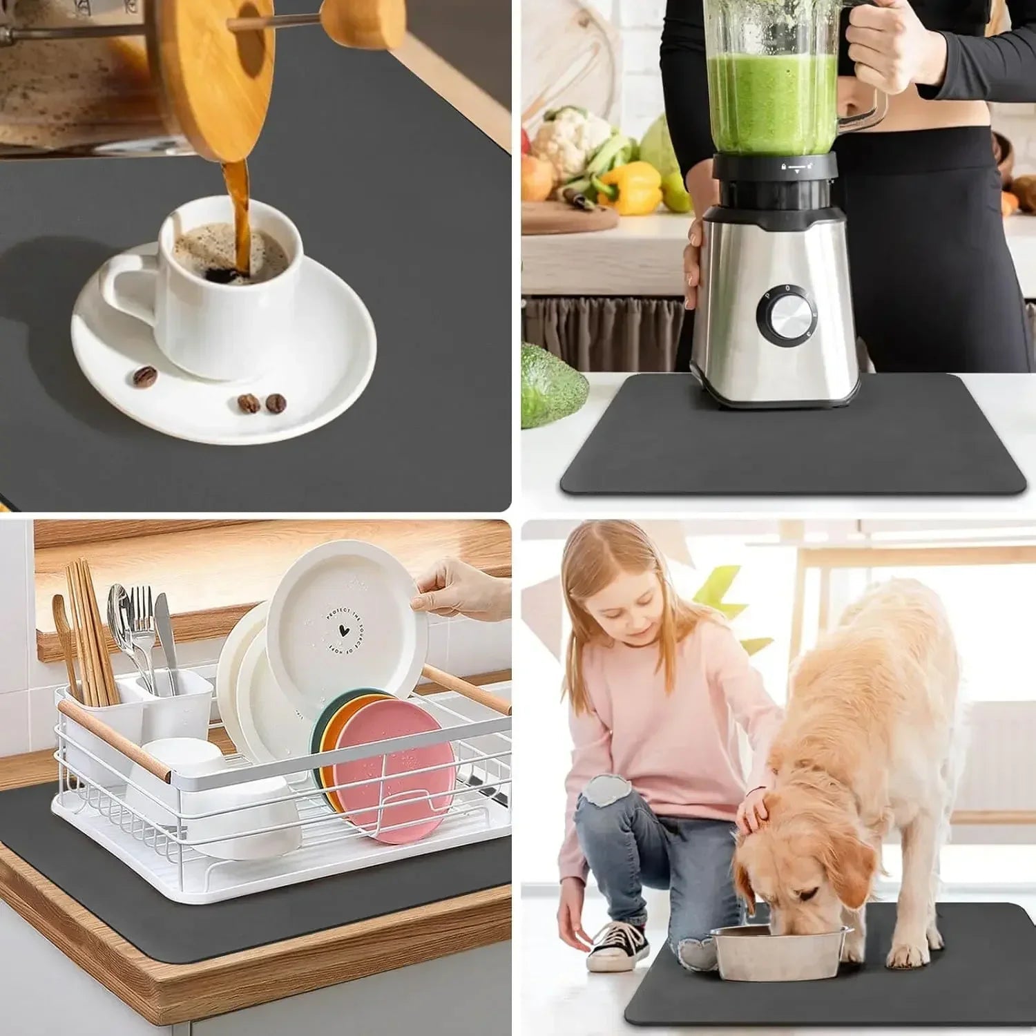 Coffee Bar Mat Rubber Dish Drying Mat For Kitchen Counter for Home Bar Kitchen Mat Coffee Bar Decorative Coffee Dish Drying Pad - Smoothy Home