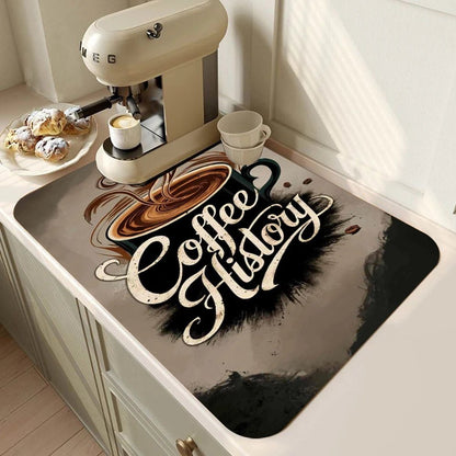 Coffee Bar Mat Rubber Dish Drying Mat For Kitchen Counter for Home Bar Kitchen Mat Coffee Bar Decorative Coffee Dish Drying Pad - Smoothy Home