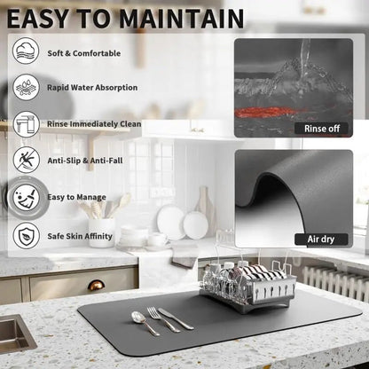Coffee Bar Mat Rubber Dish Drying Mat For Kitchen Counter for Home Bar Kitchen Mat Coffee Bar Decorative Coffee Dish Drying Pad - Smoothy Home