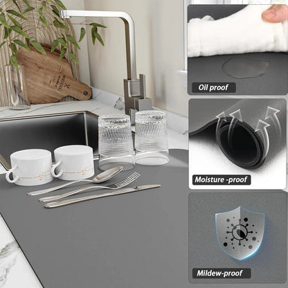 Coffee Bar Mat Rubber Dish Drying Mat For Kitchen Counter for Home Bar Kitchen Mat Coffee Bar Decorative Coffee Dish Drying Pad - Smoothy Home