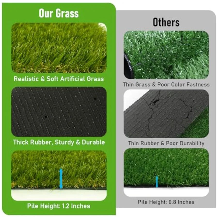 CooRug Artificial Grass Outdoor, Realistic Artificial Turf Grass Rug, Large Fake Grass for Dogs Indoor Outdoor Garden Lawn Land - Smoothy Home