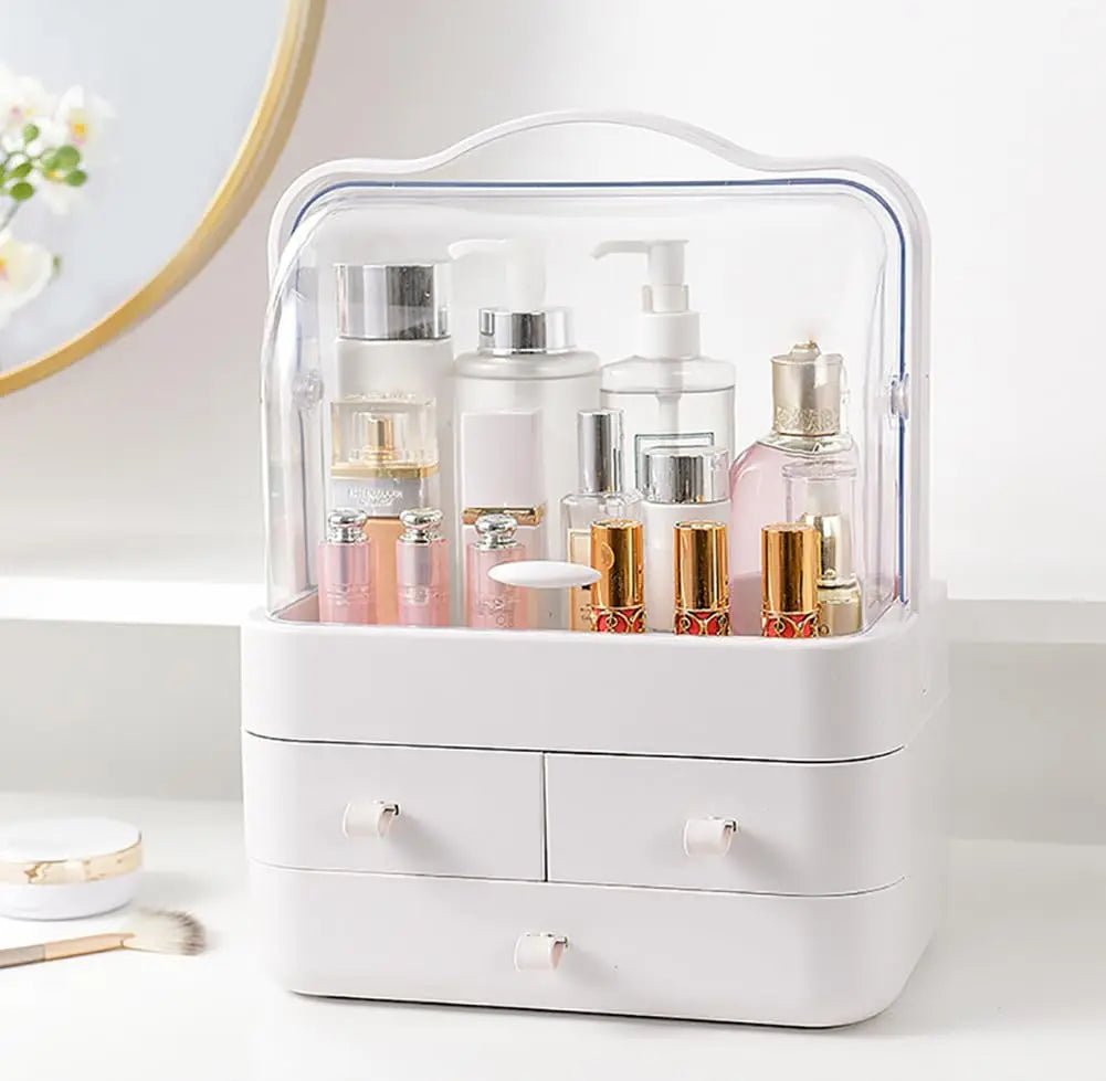 Cosmetic Organizer Countertop Organizer For Dresser With Lid And Drawer Countertop Waterproof And Dustproof Skin Care Organizer - Smoothy Home