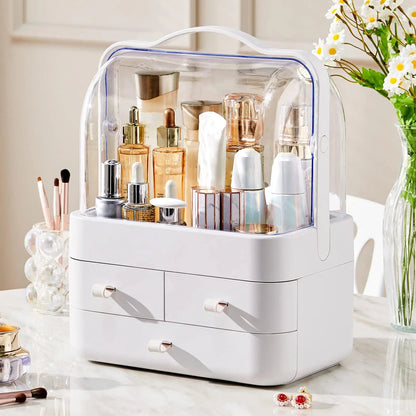 Cosmetic Organizer Countertop Organizer For Dresser With Lid And Drawer Countertop Waterproof And Dustproof Skin Care Organizer - Smoothy Home