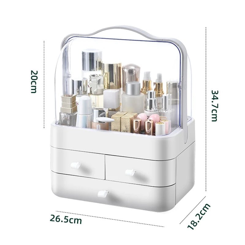 Cosmetic Organizer Countertop Organizer For Dresser With Lid And Drawer Countertop Waterproof And Dustproof Skin Care Organizer - Smoothy Home