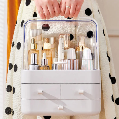 Cosmetic Organizer Countertop Organizer For Dresser With Lid And Drawer Countertop Waterproof And Dustproof Skin Care Organizer - Smoothy Home