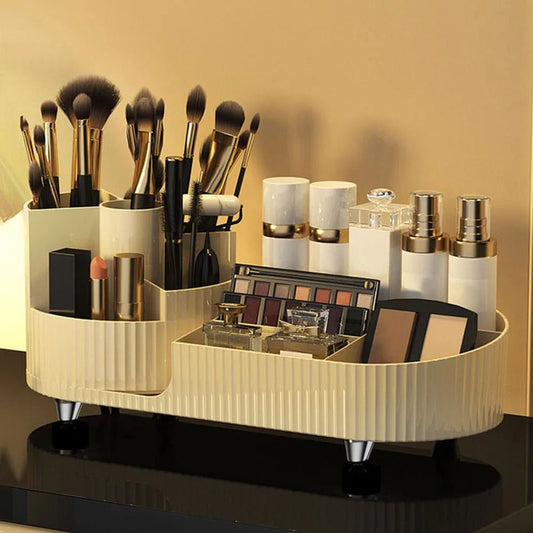 Cosmetic Storage Rack with Rotating Base and Divided Compartments for Cosmetic Storage Box, for Lipstick, Skin Care Storage Box - Smoothy Home