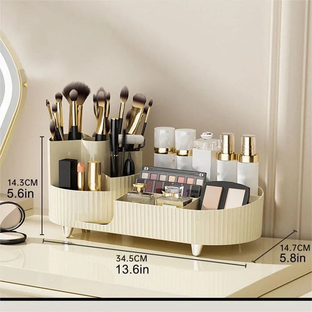 Cosmetic Storage Rack with Rotating Base and Divided Compartments for Cosmetic Storage Box, for Lipstick, Skin Care Storage Box - Smoothy Home