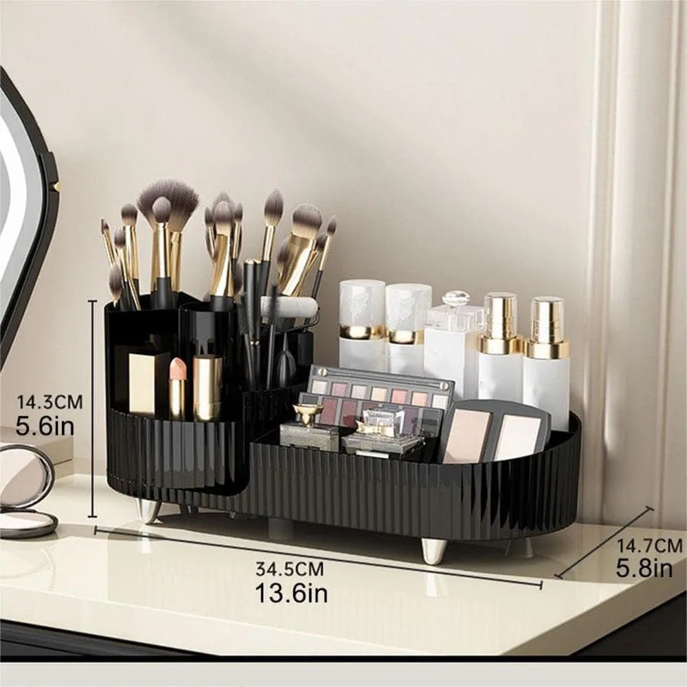 Cosmetic Storage Rack with Rotating Base and Divided Compartments for Cosmetic Storage Box, for Lipstick, Skin Care Storage Box - Smoothy Home