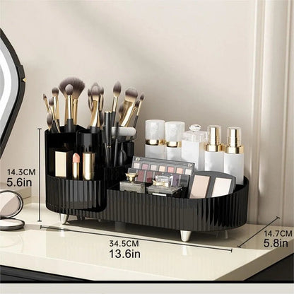 Cosmetic Storage Rack with Rotating Base and Divided Compartments for Cosmetic Storage Box, for Lipstick, Skin Care Storage Box - Smoothy Home