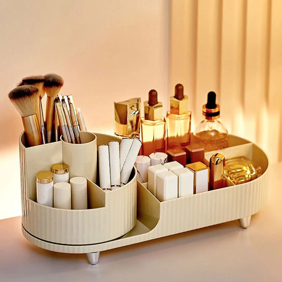 Cosmetic Storage Rack with Rotating Base and Divided Compartments for Cosmetic Storage Box, for Lipstick, Skin Care Storage Box - Smoothy Home