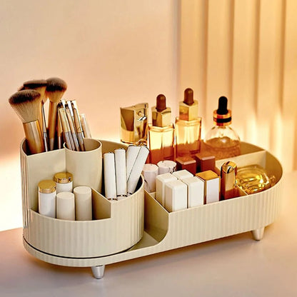 Cosmetic Storage Rack with Rotating Base and Divided Compartments for Cosmetic Storage Box, for Lipstick, Skin Care Storage Box - Smoothy Home