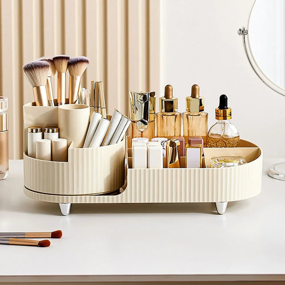 Cosmetic Storage Rack with Rotating Base and Divided Compartments for Cosmetic Storage Box, for Lipstick, Skin Care Storage Box - Smoothy Home
