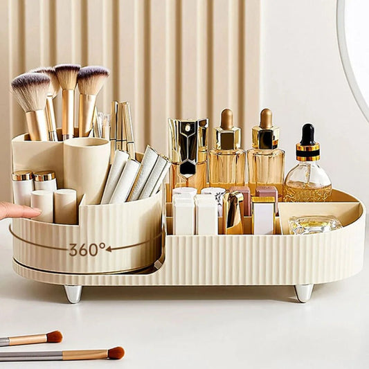Cosmetic Storage Rack with Rotating Base and Divided Compartments for Cosmetic Storage Box, for Lipstick, Skin Care Storage Box - Smoothy Home