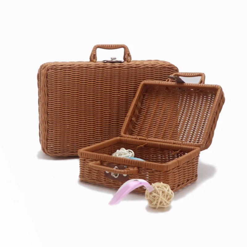 Cosmetics Sorting and Storage Box Woven Handbag Wedding Gift Box Accompanying Hand Gift Box Rattan Woven Storage Basket - Smoothy Home